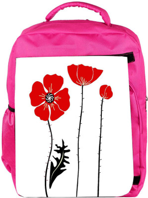 

Snoogg Eco Friendly Canvas Stylish Red And Black Poppies On White Background Backpack Rucksack School Travel Unisex Casual Canvas Bag Bookbag Satchel 5 L Backpack(Pink)