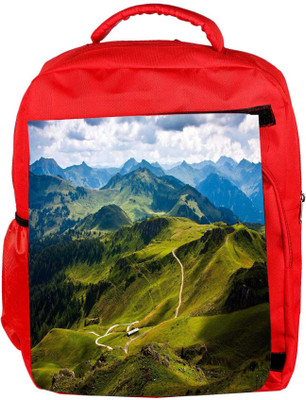 

Snoogg Eco Friendly Canvas Green Mountains Designer Backpack Rucksack School Travel Unisex Casual Canvas Bag Bookbag Satchel 5 L Backpack(Red)