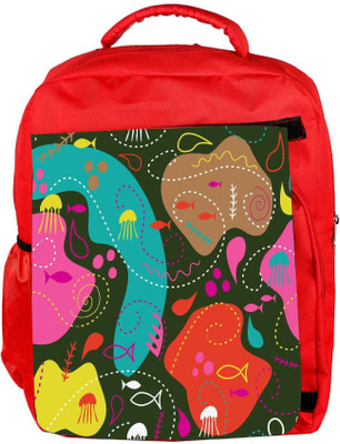 

Snoogg Eco Friendly Canvas Sea World Green Pattern Designer Backpack Rucksack School Travel Unisex Casual Canvas Bag Bookbag Satchel 5 L Backpack(Red)