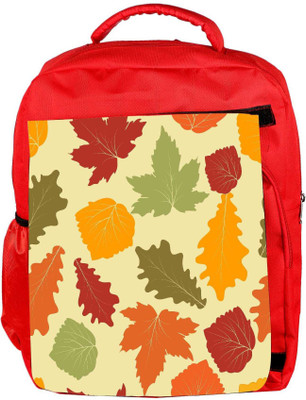 

Snoogg Eco Friendly Canvas Colorful Leaves Designer Backpack Rucksack School Travel Unisex Casual Canvas Bag Bookbag Satchel 5 L Backpack(Red)