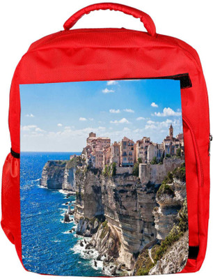

Snoogg Eco Friendly Canvas Houses On Rocks Designer Backpack Rucksack School Travel Unisex Casual Canvas Bag Bookbag Satchel 5 L Backpack(Red)