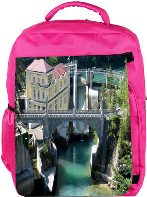 

Snoogg Eco Friendly Canvas Lake View Houses Designer Backpack Rucksack School Travel Unisex Casual Canvas Bag Bookbag Satchel 5 L Backpack(Pink)