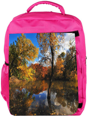 

Snoogg Eco Friendly Canvas Small Lake In Forest Designer Backpack Rucksack School Travel Unisex Casual Canvas Bag Bookbag Satchel 5 L Backpack(Pink)