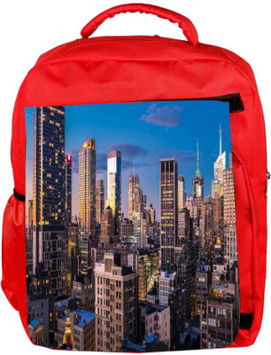 

Snoogg Eco Friendly Canvas Abstract Tall Buildings Designer Backpack Rucksack School Travel Unisex Casual Canvas Bag Bookbag Satchel 5 L Backpack(Red)