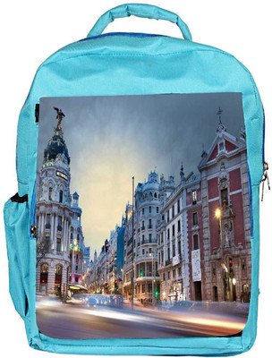 

Snoogg Eco Friendly Canvas White Buildings Designer Backpack Rucksack School Travel Unisex Casual Canvas Bag Bookbag Satchel 5 L Backpack(Blue)