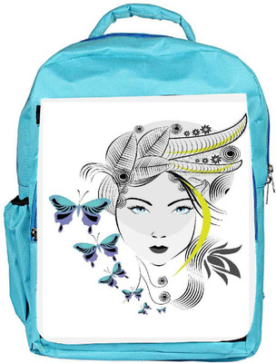 

Snoogg Eco Friendly Canvas Abstract Woman With Elegant Hair Style And Blue Butterflies Backpack Rucksack School Travel Unisex Casual Canvas Bag Bookbag Satchel 5 L Backpack(Blue)