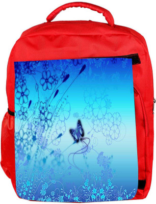 

Snoogg Eco Friendly Canvas Blue Buttefly And Flowers 2593 Backpack Rucksack School Travel Unisex Casual Canvas Bag Bookbag Satchel 5 L Backpack(Red)