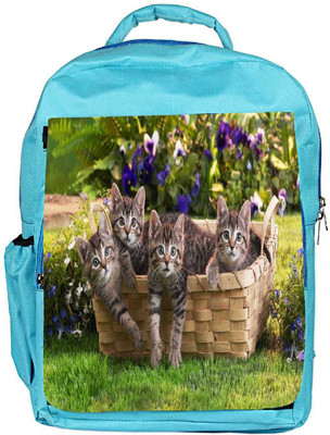 

Snoogg Eco Friendly Canvas Cats In Baskets Designer Backpack Rucksack School Travel Unisex Casual Canvas Bag Bookbag Satchel 5 L Backpack(Blue)