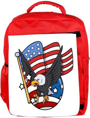 

Snoogg Eco Friendly Canvas Eagle And Us Flag Celebration Patriotic Design Backpack Rucksack School Travel Unisex Casual Canvas Bag Bookbag Satchel 5 L Backpack(Red)