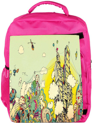 

Snoogg Eco Friendly Canvas Colorful City Drawing Designer Backpack Rucksack School Travel Unisex Casual Canvas Bag Bookbag Satchel 5 L Backpack(Pink)