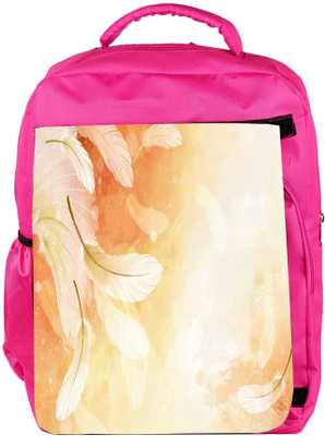 

Snoogg Eco Friendly Canvas White Feathers Designer Backpack Rucksack School Travel Unisex Casual Canvas Bag Bookbag Satchel 5 L Backpack(Pink)