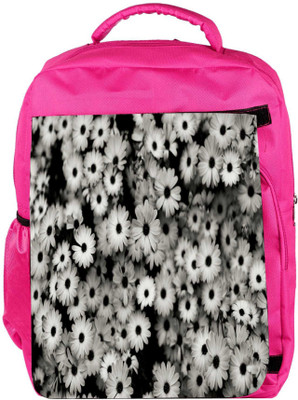 

Snoogg Eco Friendly Canvas Black And White Flowers Designer Backpack Rucksack School Travel Unisex Casual Canvas Bag Bookbag Satchel 5 L Backpack(Pink)
