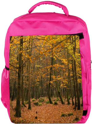 

Snoogg Eco Friendly Canvas Yellow Leaves Designer Backpack Rucksack School Travel Unisex Casual Canvas Bag Bookbag Satchel 5 L Backpack(Pink)