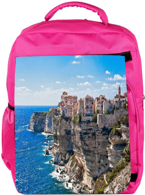 

Snoogg Eco Friendly Canvas Houses On Rocks Designer Backpack Rucksack School Travel Unisex Casual Canvas Bag Bookbag Satchel 5 L Backpack(Pink)