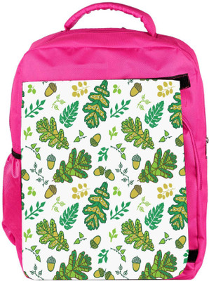 

Snoogg Eco Friendly Canvas Green Small Leaves Designer Backpack Rucksack School Travel Unisex Casual Canvas Bag Bookbag Satchel 5 L Backpack(Pink)