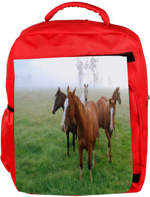 

Snoogg Eco Friendly Canvas Horses In Garden Designer Backpack Rucksack School Travel Unisex Casual Canvas Bag Bookbag Satchel 5 L Backpack(Red)
