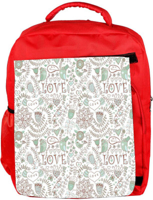 

Snoogg Eco Friendly Canvas Love Birds Offwhite Pattern Designer Backpack Rucksack School Travel Unisex Casual Canvas Bag Bookbag Satchel 5 L Backpack(Red)