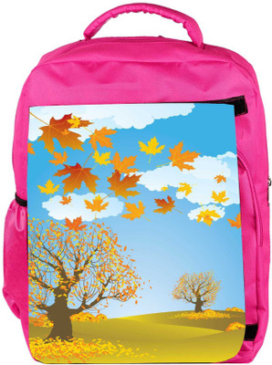 

Snoogg Eco Friendly Canvas Autumn Background Vector Backpack Rucksack School Travel Unisex Casual Canvas Bag Bookbag Satchel 5 L Backpack(Pink)