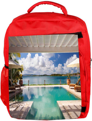 

Snoogg Eco Friendly Canvas Resort Swimming Pool Designer Backpack Rucksack School Travel Unisex Casual Canvas Bag Bookbag Satchel 5 L Backpack(Red)