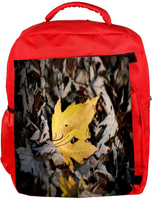

Snoogg Eco Friendly Canvas Yellow Leaves In Dry Leaves Designer Backpack Rucksack School Travel Unisex Casual Canvas Bag Bookbag Satchel 5 L Backpack(Red)