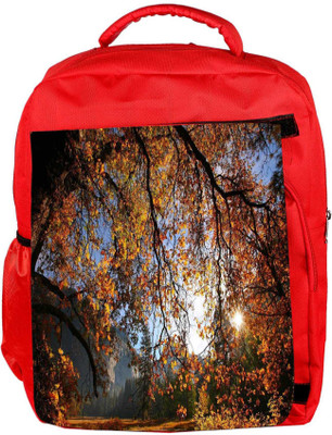 

Snoogg Eco Friendly Canvas Day Light In Forest Designer Backpack Rucksack School Travel Unisex Casual Canvas Bag Bookbag Satchel 5 L Backpack(Red)