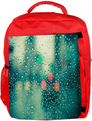 

Snoogg Eco Friendly Canvas Green Water Drops Designer Backpack Rucksack School Travel Unisex Casual Canvas Bag Bookbag Satchel 5 L Backpack(Red)