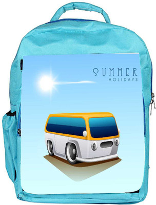 

Snoogg Eco Friendly Canvas Summer Holidays Background With Caravan Backpack Rucksack School Travel Unisex Casual Canvas Bag Bookbag Satchel 5 L Backpack(Blue)