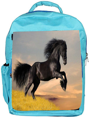 

Snoogg Eco Friendly Canvas Jumping Black Horse Designer Backpack Rucksack School Travel Unisex Casual Canvas Bag Bookbag Satchel 5 L Backpack(Blue)