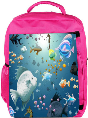 

Snoogg Eco Friendly Canvas Multiple Fish Designer Backpack Rucksack School Travel Unisex Casual Canvas Bag Bookbag Satchel 5 L Backpack(Pink)