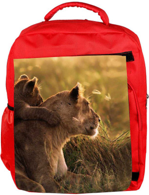 

Snoogg Eco Friendly Canvas Cubs And Lions Backpack Rucksack School Travel Unisex Casual Canvas Bag Bookbag Satchel 5 L Backpack(Red)