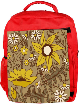 Snoogg Eco Friendly Canvas Seamless Texture With Flowers And Butterflies Endless Floral Pattern Backpack Rucksack School Travel Unisex Casual Canvas Bag Bookbag Satchel 5 L Backpack(Red)