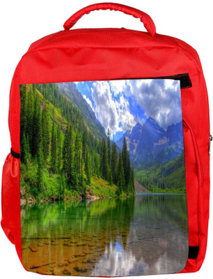 

Snoogg Eco Friendly Canvas River And Christams Tree Designer Backpack Rucksack School Travel Unisex Casual Canvas Bag Bookbag Satchel 5 L Backpack(Red)