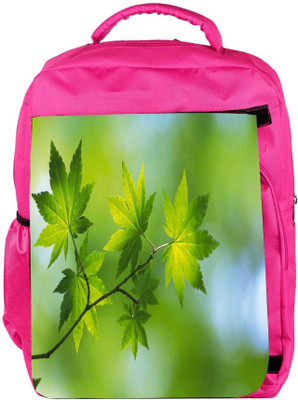 

Snoogg Eco Friendly Canvas Green Leaves On Tree Designer Backpack Rucksack School Travel Unisex Casual Canvas Bag Bookbag Satchel 5 L Backpack(Pink)