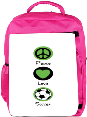 

Snoogg Eco Friendly Canvas Peace Love Soccer Backpack Rucksack School Travel Unisex Casual Canvas Bag Bookbag Satchel 5 L Backpack(Pink)
