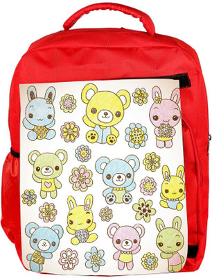 

Snoogg Eco Friendly Canvas Hand Drawn Teddy Bear Backpack Rucksack School Travel Unisex Casual Canvas Bag Bookbag Satchel 5 L Backpack(Red)
