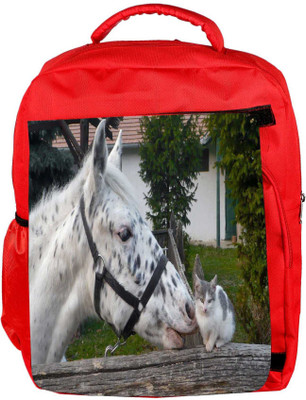 

Snoogg Eco Friendly Canvas Horse And Cat Designer Backpack Rucksack School Travel Unisex Casual Canvas Bag Bookbag Satchel 5 L Backpack(Red)