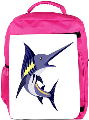 

Snoogg Eco Friendly Canvas Blue Marlin Fish Jumping Retro Backpack Rucksack School Travel Unisex Casual Canvas Bag Bookbag Satchel 5 L Backpack(Pink)