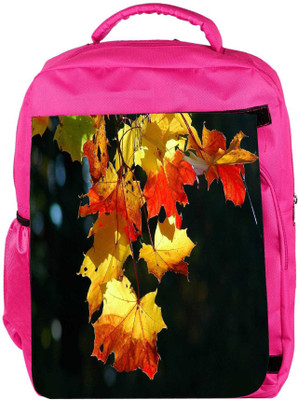

Snoogg Eco Friendly Canvas Autumn Leaves In Trees Designer Backpack Rucksack School Travel Unisex Casual Canvas Bag Bookbag Satchel 5 L Backpack(Pink)