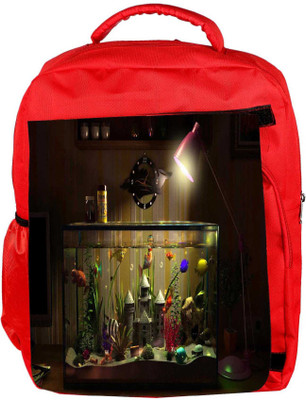 

Snoogg Eco Friendly Canvas Colourful Fish Tank Designer Backpack Rucksack School Travel Unisex Casual Canvas Bag Bookbag Satchel 5 L Backpack(Red)