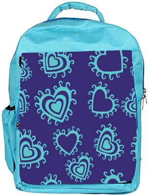 Snoogg Eco Friendly Canvas Blue Hearts Purple Pattern Designer Backpack Rucksack School Travel Unisex Casual Canvas Bag Bookbag Satchel 5 L Backpack(Blue)