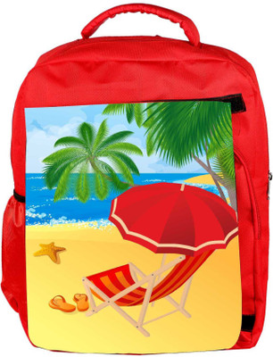 

Snoogg Eco Friendly Canvas Tropical Beach Vector Backpack Rucksack School Travel Unisex Casual Canvas Bag Bookbag Satchel 5 L Backpack(Red)