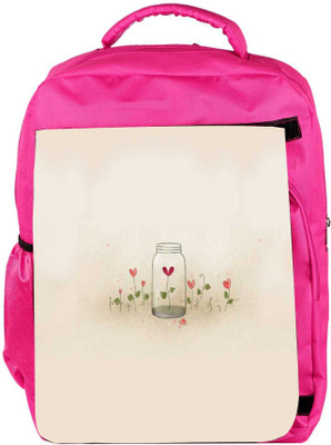 

Snoogg Eco Friendly Canvas Bottles And Flowers Backpack Rucksack School Travel Unisex Casual Canvas Bag Bookbag Satchel 5 L Backpack(Pink)