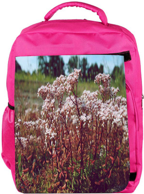 

Snoogg Eco Friendly Canvas White Flower Designer Backpack Rucksack School Travel Unisex Casual Canvas Bag Bookbag Satchel 5 L Backpack(Pink)