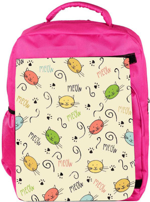 

Snoogg Eco Friendly Canvas Meow Art Cute Backpack Rucksack School Travel Unisex Casual Canvas Bag Bookbag Satchel 5 L Backpack(Pink)