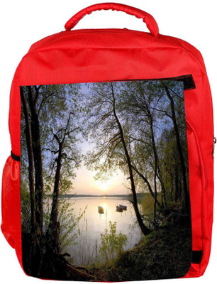 

Snoogg Eco Friendly Canvas Boats In River Designer Backpack Rucksack School Travel Unisex Casual Canvas Bag Bookbag Satchel 5 L Backpack(Red)