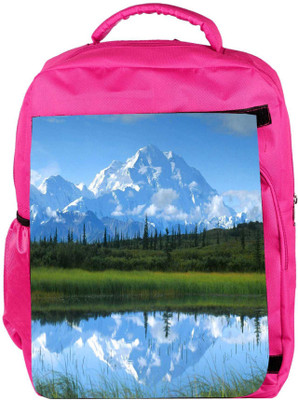 

Snoogg Eco Friendly Canvas White Mountain Designer Backpack Rucksack School Travel Unisex Casual Canvas Bag Bookbag Satchel 5 L Backpack(Pink)