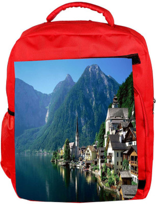 

Snoogg Eco Friendly Canvas Houses On Lake Side Designer Backpack Rucksack School Travel Unisex Casual Canvas Bag Bookbag Satchel 5 L Backpack(Red)