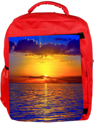 

Snoogg Eco Friendly Canvas Sunset Over Ocean Designer Backpack Rucksack School Travel Unisex Casual Canvas Bag Bookbag Satchel 5 L Backpack(Red)