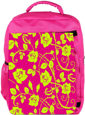 

Snoogg Eco Friendly Canvas Yellow Roses Leaves Designer Backpack Rucksack School Travel Unisex Casual Canvas Bag Bookbag Satchel 5 L Backpack(Pink)