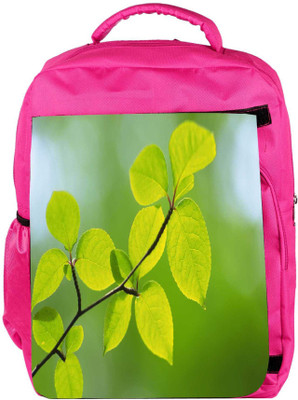 

Snoogg Eco Friendly Canvas Green Leaves Plants Designer Backpack Rucksack School Travel Unisex Casual Canvas Bag Bookbag Satchel 5 L Backpack(Pink)